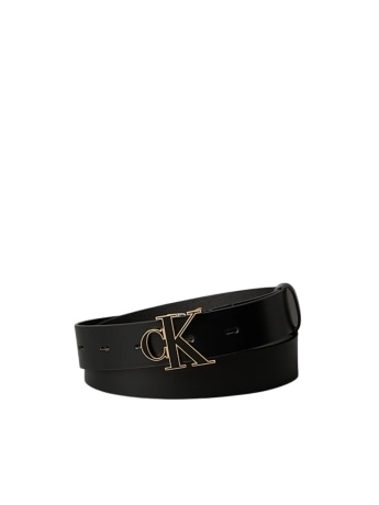 Calvin Klein cintura donna in pelle nera con fibbia con logo