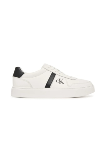 Calvin Klein sneakers uomo in pelle bianca con logo letterig