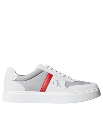 Calvin Klein sneakers in pelle scamosciata  avena/bianca con logo