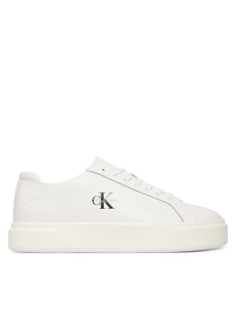 Calvin Klein sneakers uomo in pelle bianca con logo monogram
