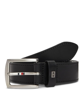 Tommy Hilfiger cintura uomo denton corp 3.5 in pelle nera