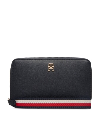Tommy Hilfiger portafoglio donna th logotape compact zip around in ecopelle blu
