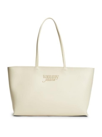 Tommy Hilfiger borsa shopper in ecopelle donna tjw must tote con logo in rilievo panna