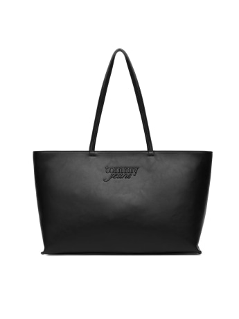 Tommy Hilfiger borsa shopper in ecopelle donna tjw must tote con logo in rilievo nero