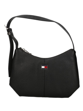 Tommy Hilfiger borsa donna in ecopelle tjw slouchy city shoulder bag  con placca logo  nero