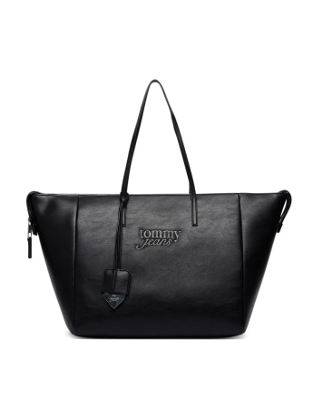 Tommy Hilfiger borsa shopper in ecopelle donna tjw bold tote con logo in rilievo  nero