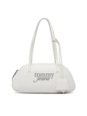 Tommy Hilfiger borsetta donna in ecopelle tjw bold shoulder bag con logo al centro bianco