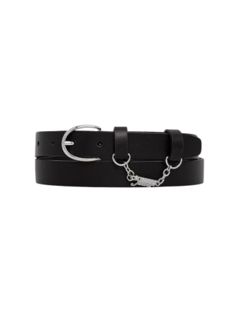 Tommy Hilfiger cintura donna in pelle nera tjw script 2.5  con fibbia  in metallo