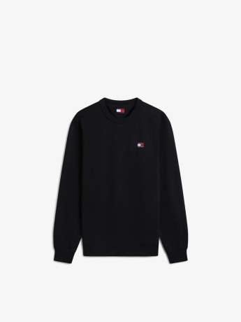 Tommy Hilfiger felpa uomo a girocollo nero in cotone con logo