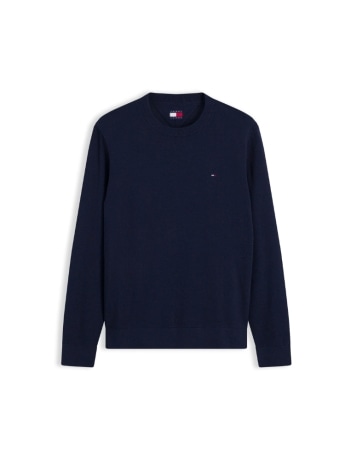 Tommy Hilfiger maglia girocollo uomo in cotone blu con logo