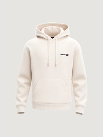 Tommy Hilfiger felpa uomo con cappuccio bianco in cotone con maxi logo sul retro