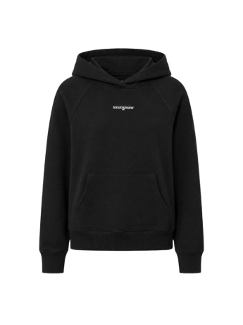 Tommy Hilfiger felpa donna con cappuccio in cotone nero con logo lettering