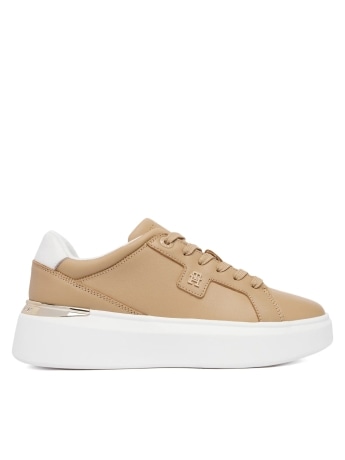 Tommy Hilfiger sneakers donna platform in pelle marrone chiaro