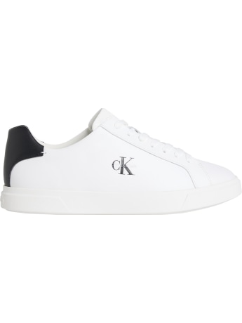 Calvin Klein sneakers uomo in pelle low prof cupsole con logo colore bianco/nero