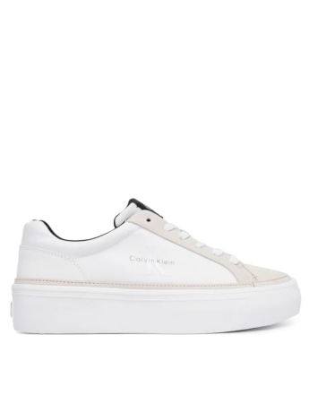 Calvin Klein sneakers donna con platform  in ecopelle bianca con logo laterale