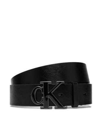 Calvin Klein cintura uomo in pelle nera con chiusura logo ck