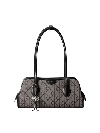 Calvin Klein borsa a spalla donna con emblema  e logo all over lotus beige/black