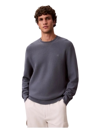 Calvin Klein maglione uomo girocollo in cotone armaturato grigio piombo