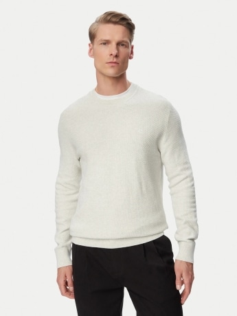 Calvin Klein maglione uomo girocollo in cotone armaturato grigio chiaro