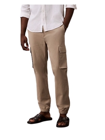 Calvin Klein pantaloni uomo  cargo skinny in cotone  comfort beige con logo