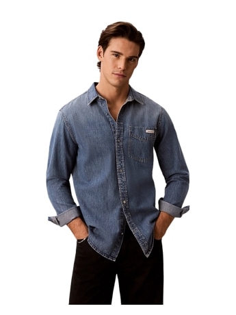 Calvin Klein camicia uomo  di jeans classica blu medio vintage