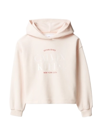 Calvin Klein felpa kids/junior con cappuccio in cotone rosa con stampa logo boxy fit