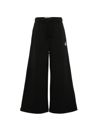 Calvin Klein pantaloni kids/junior in cotone nero garzato wide leg
