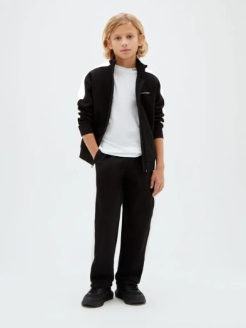 Calvin Klein tuta kids/junior  felpa e pantaloni da jogging in spugna nero e bianco