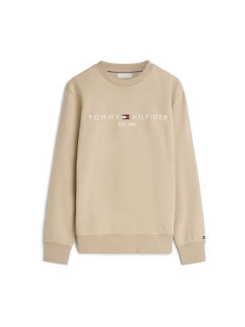 Tommy Hilfiger felpa uomo in cotone felpato beige con logo
