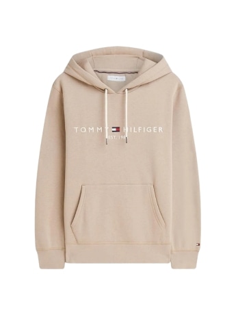 Tommy Hilfiger felpa con cappuccio beige con logo lettering
