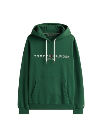 Tommy Hilfiger felpa con cappuccio verde con logo lettering