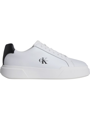Calvin Klein sneakers uomo in pelle chunky cupsole laceup  con logo colore bianco