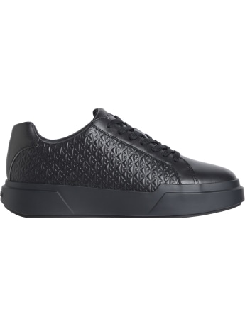 Calvin Klein sneakers chunky uomo in ecopelle nera motivo monogram all over