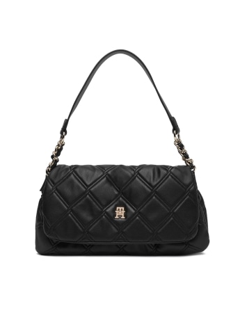Tommy Hilfiger borsetta donna feminine shoulder bag nera con placca logo monogram