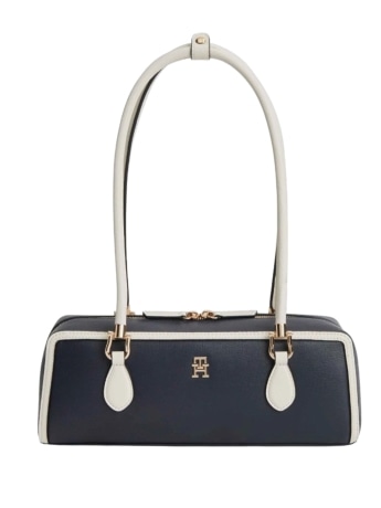 Tommy Hilfiger borsa a tracolla donna  grace con placca logo blu scuro/bianco