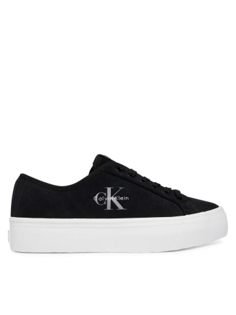 Calvin Klein sneakers in tela nera donna vulc flatf laceup suede  con logo laterale a contrasto