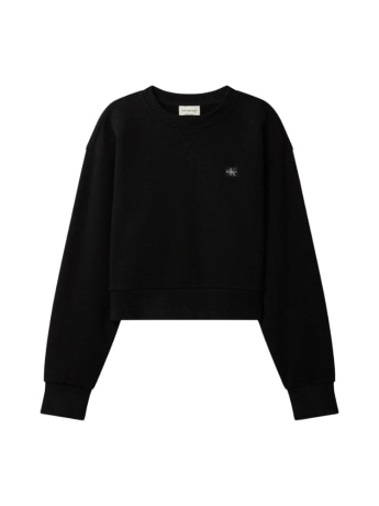 Calvin Klein felpla donna girocollo in cotone nero con patch logo