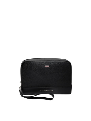 Tommy Hilfiger pochette uomo th central in ecopelle nera zigrinata