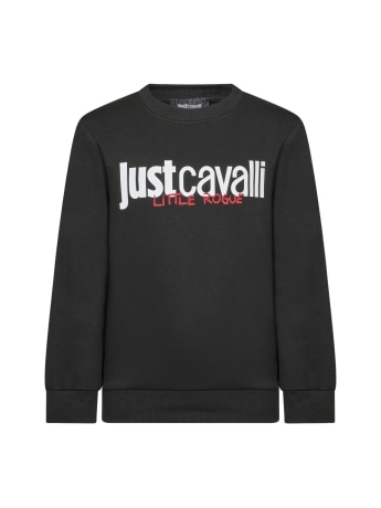Just Cavalli felpa girocollo kids/junior in cotone nero con logo