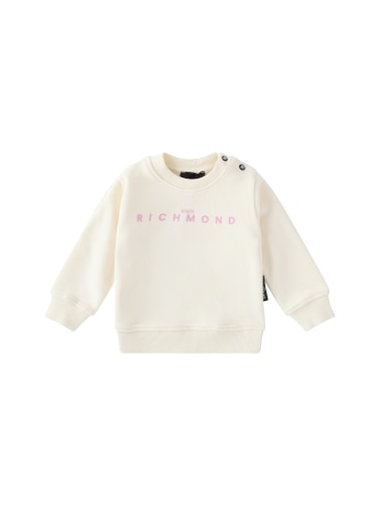 John Richmond felpa pandor infant in cotone panna con logo lettering