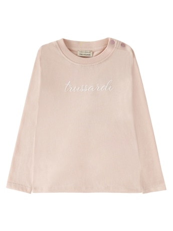 Trussardi t-shirt domiur infant/kids in cotone rosa con logo lettering