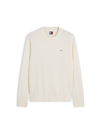 Tommy Hilfiger maglia girocollo uomo in cotone bianco con logo