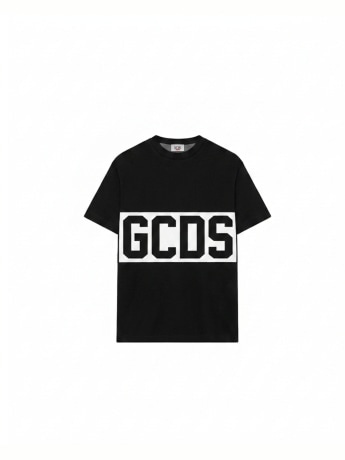 Gcds t-shirt infant/kids in cotone nero con band logo bianco