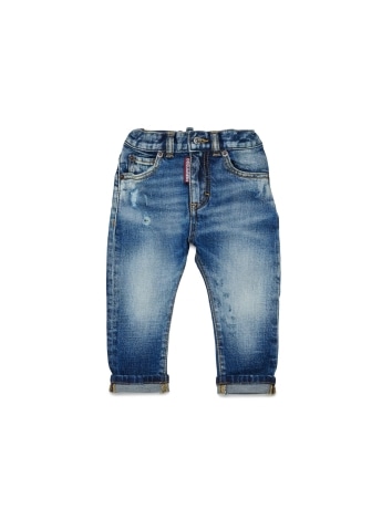Dsquared jeans infant  slim blu chiaro con graffi