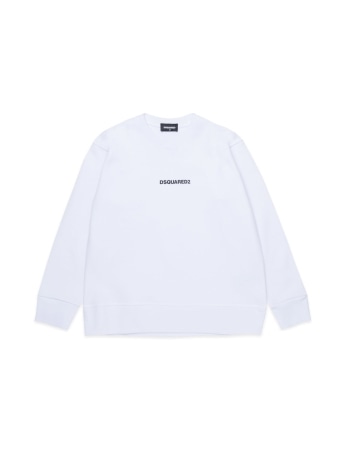 Dsquared felpa girocollo kids/junior in cotone bianco con logo