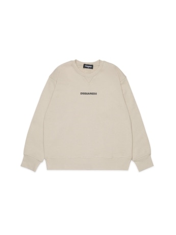 Dsquared felpa girocollo kids/junior in cotone beige con logo