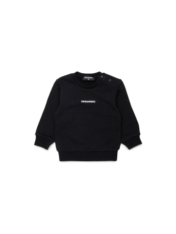 Dsquared felpa infant in cotone nero con logo