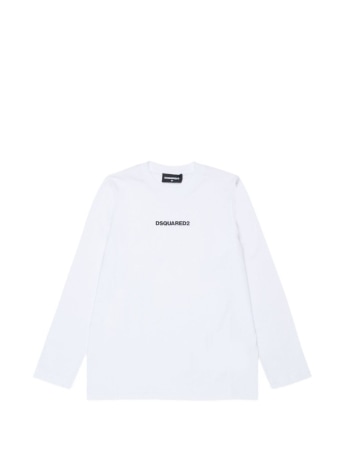 Dsquared t-shirt kids/junior manica lunga in cotone bianco con logo