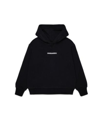 Dsquared felpa con cappuccio kids/junior in cotone nero con logo