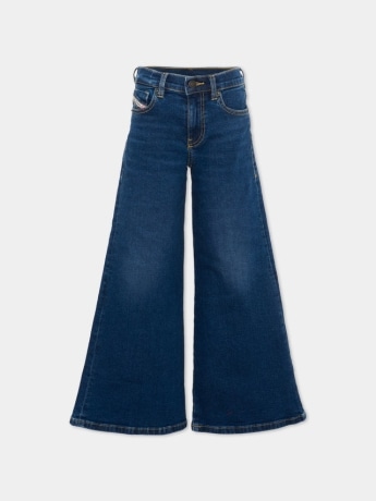 Diesel jeans kids/junior a gamba larga in denim blu scuro